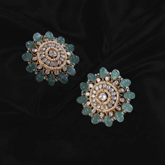 Polki Studs Polki Earrings Cocktail Earrings Diamond Studs Diamond Earrings Simple Studs Pearl Studs 925 Silver Earrings Silver Jewelry - SHABURIS