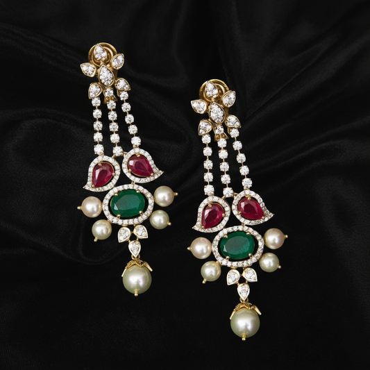 Polki Studs Polki Earrings Cocktail Earrings Diamond Studs Diamond Earrings Simple Studs Pearl Studs 925 Silver Earrings Silver Jewelry - SHABURIS
