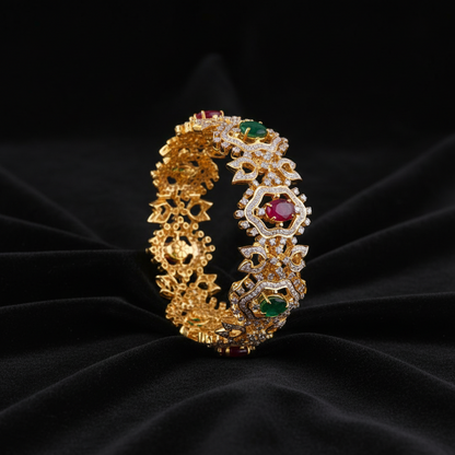 Diamond bangle Pure Silver jewelry Indian ,diamond bangles ,Indian gold jewelry designs diamond jewelry look a like  - SHABURIS