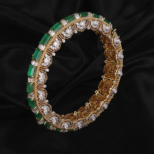 Polki bangle Pure Silver jewelry Indian ,diamond bangles ,Indian gold jewelry designs diamond jewelry look a like  - SHABURIS