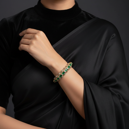 Polki bangle Pure Silver jewelry Indian ,diamond bangles ,Indian gold jewelry designs diamond jewelry look a like  - SHABURIS