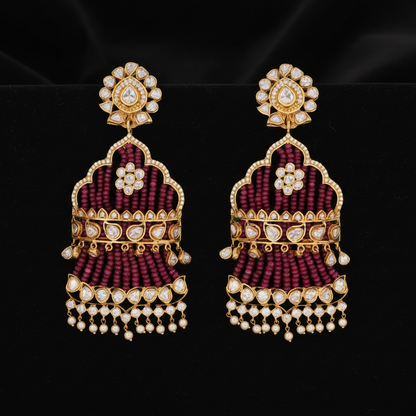 Polki Studs Polki Earrings Cocktail Earrings Diamond Studs Diamond Earrings Simple Studs Pearl Studs 925 Silver Earrings Silver Jewelry - SHABURIS