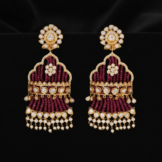 Polki Studs Polki Earrings Cocktail Earrings Diamond Studs Diamond Earrings Simple Studs Pearl Studs 925 Silver Earrings Silver Jewelry - SHABURIS