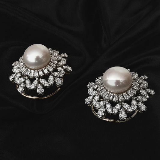 Polki Studs Polki Earrings Cocktail Earrings Diamond Studs Diamond Earrings Simple Studs Pearl Studs 925 Silver Earrings Silver Jewelry - SHABURIS