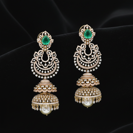 Polki Studs Polki Earrings Cocktail Earrings Diamond Studs Diamond Earrings Simple Studs Pearl Studs 925 Silver Earrings Silver Jewelry - SHABURIS