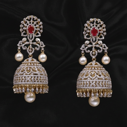 Polki Studs Polki Earrings Cocktail Earrings Diamond Studs Diamond Earrings Simple Studs Pearl Studs 925 Silver Earrings Silver Jewelry - SHABURIS