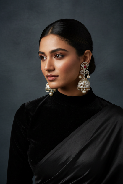 Polki Studs Polki Earrings Cocktail Earrings Diamond Studs Diamond Earrings Simple Studs Pearl Studs 925 Silver Earrings Silver Jewelry - SHABURIS