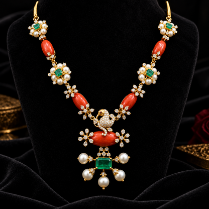 Coral NecklacE Indian Jewelry,South Indian Jewelry,kids jewelry indian,indian silver jewelry,indian bridal-SHABURIS