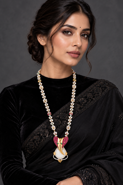 Latest Indian Jewelry,Pure Silver Jewellery Indian ,Ganesha pendent,temple jewelry,Indian Bridal,Indian Wedding Jewelry-NIHIRA-SHABURIS