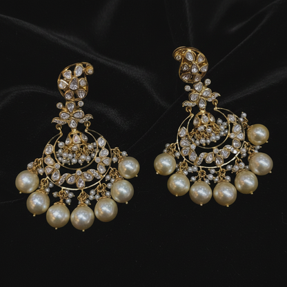 Polki Studs Polki Earrings Cocktail Earrings Diamond Studs Diamond Earrings Simple Studs Pearl Studs 925 Silver Earrings Silver Jewelry - SHABURIS