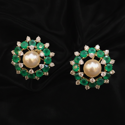 Polki Studs Polki Earrings Cocktail Earrings Diamond Studs Diamond Earrings Simple Studs Pearl Studs 925 Silver Earrings Silver Jewelry - SHABURIS