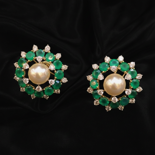 Polki Studs Polki Earrings Cocktail Earrings Diamond Studs Diamond Earrings Simple Studs Pearl Studs 925 Silver Earrings Silver Jewelry - SHABURIS