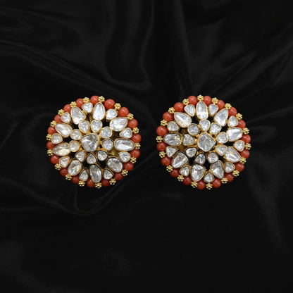 Polki Studs Polki Earrings Cocktail Earrings Diamond Studs Diamond Earrings Simple Studs Pearl Studs 925 Silver Earrings Silver Jewelry - SHABURIS