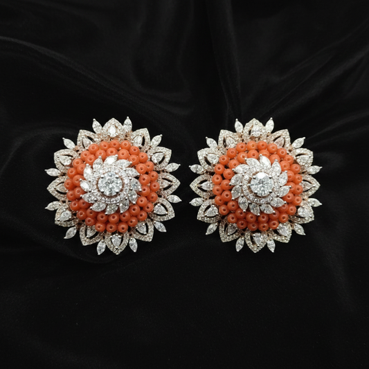 Polki Studs Polki Earrings Cocktail Earrings Diamond Studs Diamond Earrings Simple Studs Pearl Studs 925 Silver Earrings Silver Jewelry - SHABURIS