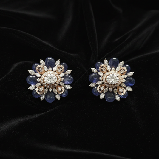 Polki Studs Polki Earrings Cocktail Earrings Diamond Studs Diamond Earrings Simple Studs Pearl Studs 925 Silver Earrings Silver Jewelry - SHABURIS