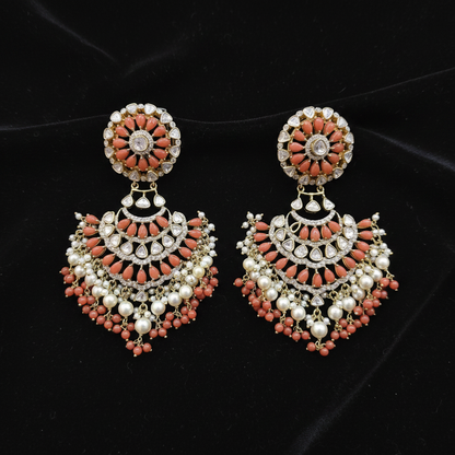 Polki Studs Polki Earrings Cocktail Earrings Diamond Studs Diamond Earrings Simple Studs Pearl Studs 925 Silver Earrings Silver Jewelry - SHABURIS