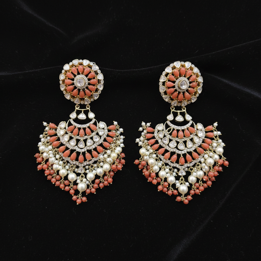 Polki Studs Polki Earrings Cocktail Earrings Diamond Studs Diamond Earrings Simple Studs Pearl Studs 925 Silver Earrings Silver Jewelry - SHABURIS
