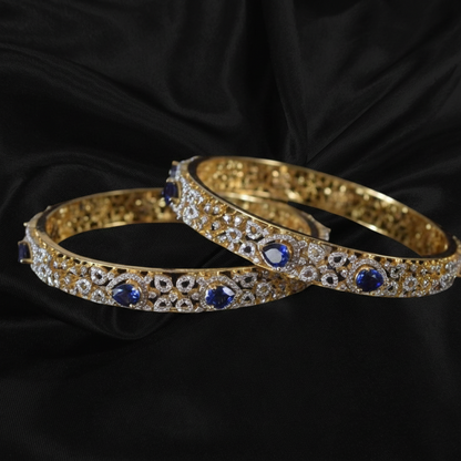Diamond bangles designer silver jewelry,gold jewelry ,south indian gold jewelry designs blue saphire bangles indian bangles - SHABURIS