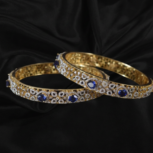 Diamond bangles designer silver jewelry,gold jewelry ,south indian gold jewelry designs blue saphire bangles indian bangles - SHABURIS