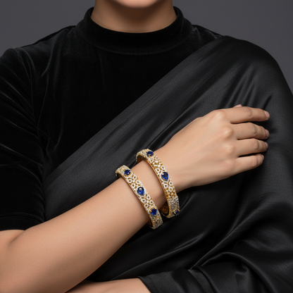 Diamond bangles designer silver jewelry,gold jewelry ,south indian gold jewelry designs blue saphire bangles indian bangles - SHABURIS