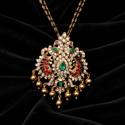 Diamond mangalsutra Pure Silver jewelry Indian ,diamond Necklace,Indian Necklace,Indian Bridal,Indian Wedding Jewelry-NIHIRA-SHABURIS