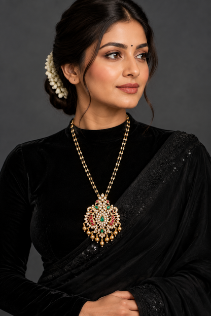 Diamond mangalsutra Pure Silver jewelry Indian ,diamond Necklace,Indian Necklace,Indian Bridal,Indian Wedding Jewelry-NIHIRA-SHABURIS