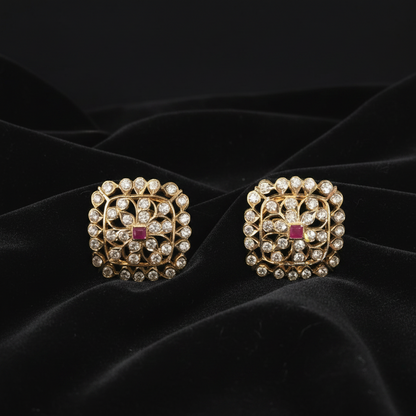 Polki Studs Polki Earrings Cocktail Earrings Diamond Studs Diamond Earrings Simple Studs Pearl Studs 925 Silver Earrings Silver Jewelry - SHABURIS