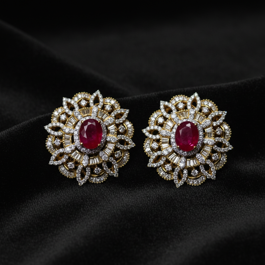 Polki Studs Polki Earrings Cocktail Earrings Diamond Studs Diamond Earrings Simple Studs Pearl Studs 925 Silver Earrings Silver Jewelry - SHABURIS
