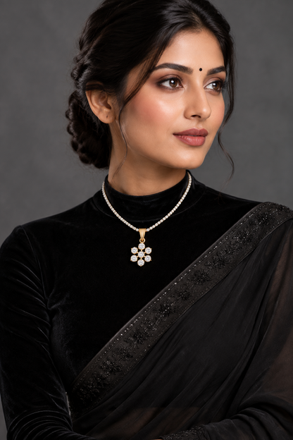 Diamond Pendant indian,South Indian jewelry,Pure silver diamond pendent,swarovski Pendent,Indian Wedding Jewelry -NIHIRA-SHABURIS