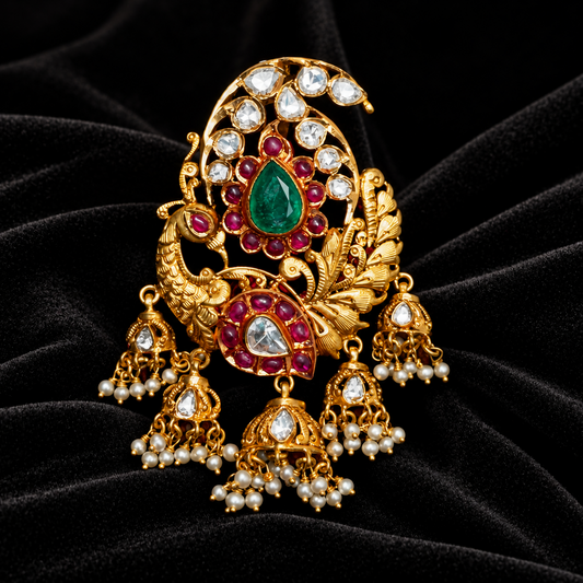 Diamond Pendant indian,South Indian jewelry,Pure silver diamond pendent,swarovski Pendent,Indian Wedding Jewelry -NIHIRA-SHABURIS