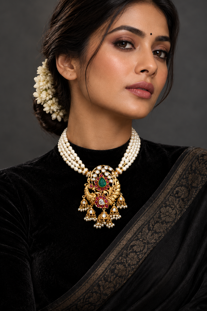 Diamond Pendant indian,South Indian jewelry,Pure silver diamond pendent,swarovski Pendent,Indian Wedding Jewelry -NIHIRA-SHABURIS
