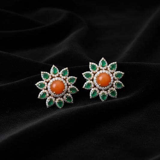 Polki Studs Polki Earrings Cocktail Earrings Diamond Studs Diamond Earrings Simple Studs Pearl Studs 925 Silver Earrings Silver Jewelry - SHABURIS