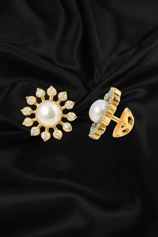 Polki Studs Polki Earrings Cocktail Earrings Diamond Studs Diamond Earrings Simple Studs Pearl Studs 925 Silver Earrings Silver Jewelry - SHABURIS
