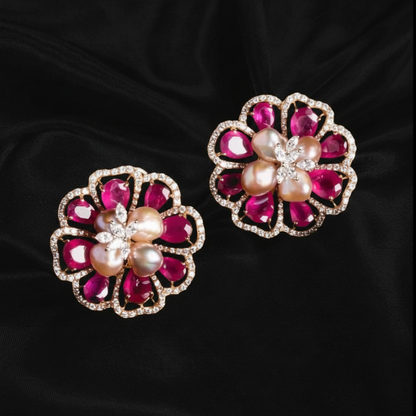 Polki Studs Polki Earrings Cocktail Earrings Diamond Studs Diamond Earrings Simple Studs Pearl Studs 925 Silver Earrings Silver Jewelry - SHABURIS