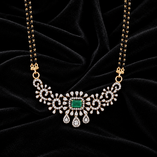Black diamonds necklace,South Indian Jewelry,Pure silver Mangalsutra pendent,Nallapusalu Pendent,Indian Wedding Jewelry -NIHIRA-SHABURIS