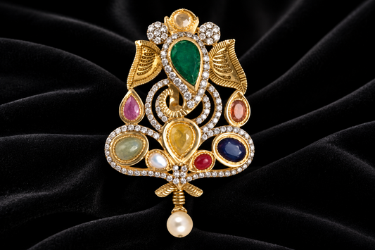 Ganesha Pendant Navaratan Pendant pure silver Jewelry Indian Jewelry Jewelry sets indian gold jewelry look a like handmade jewelry -SHABURIS