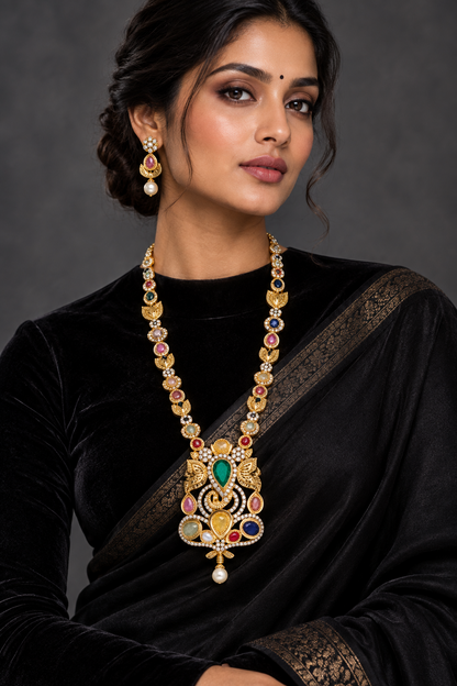 Ganesha Pendant Navaratan Pendant pure silver Jewelry Indian Jewelry Jewelry sets indian gold jewelry look a like handmade jewelry -SHABURIS