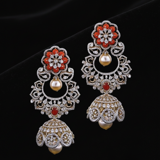 Polki Studs Polki Earrings Cocktail Earrings Diamond Studs Diamond Earrings Simple Studs Pearl Studs 925 Silver Earrings Silver Jewelry - SHABURIS
