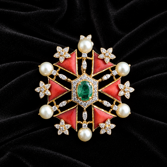 Diamond pendant coral jewelry pearl pendant simple pendant jewelry gifts jewelry sets indian jewelry pure silver jewelry - NIHIRA - SHABURIS