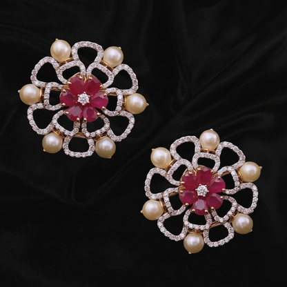 Polki Studs Polki Earrings Cocktail Earrings Diamond Studs Diamond Earrings Simple Studs Pearl Studs 925 Silver Earrings Silver Jewelry - SHABURIS