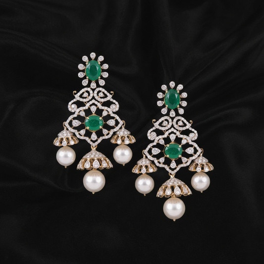 Polki Studs Polki Earrings Cocktail Earrings Diamond Studs Diamond Earrings Simple Studs Pearl Studs 925 Silver Earrings Silver Jewelry - SHABURIS