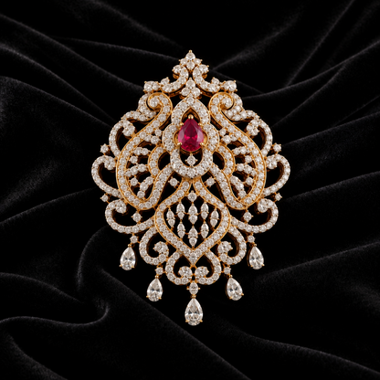 Diamond Pendant indian,South Indian jewelry,Pure silver diamond pendent,swarovski Pendent,Indian Wedding Jewelry -NIHIRA-SHABURIS