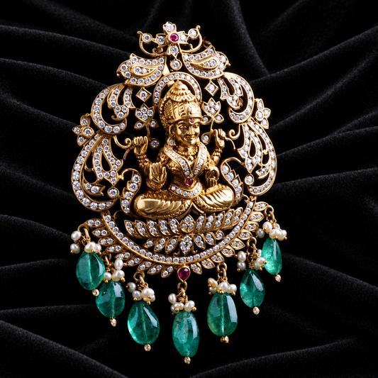 Temple Jewelry,Pure Silver Jewellery Indian ,Lakshmi Pendant,Temple Pendent,Indian Bridal,Indian Wedding Jewelry-NIHIRA-SHABURIS