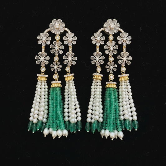Polki Studs Polki Earrings Cocktail Earrings Diamond Studs Diamond Earrings Simple Studs Pearl Studs 925 Silver Earrings Silver Jewelry - SHABURIS