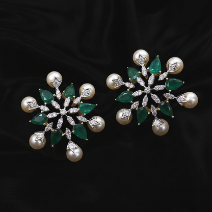 Polki Studs Polki Earrings Cocktail Earrings Diamond Studs Diamond Earrings Simple Studs Pearl Studs 925 Silver Earrings Silver Jewelry - SHABURIS