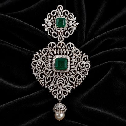 Diamond pendant pure silver jewelry indian diamond jewelry diamond jewelry 925 silver jewelry traditional jewelry-SHABURIS