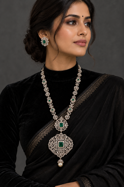 Diamond pendant pure silver jewelry indian diamond jewelry diamond jewelry 925 silver jewelry traditional jewelry-SHABURIS