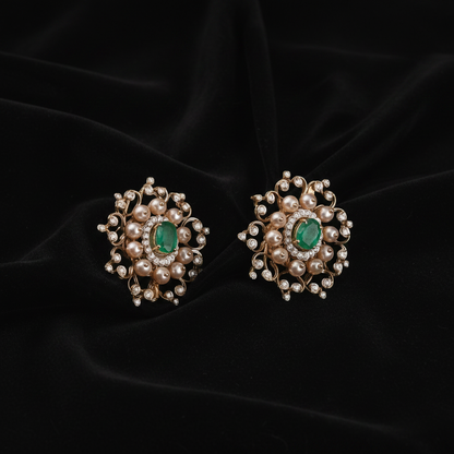 Polki Studs Polki Earrings Cocktail Earrings Diamond Studs Diamond Earrings Simple Studs Pearl Studs 925 Silver Earrings Silver Jewelry - SHABURIS