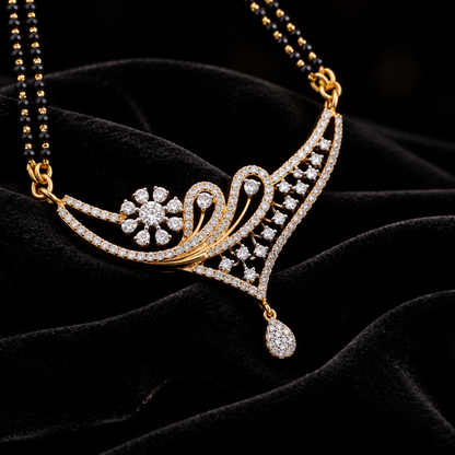 Black diamonds necklace,South Indian Jewelry,Pure silver Mangalsutra pendent,Nallapusalu Pendent,Indian Wedding Jewelry -NIHIRA-SHABURIS