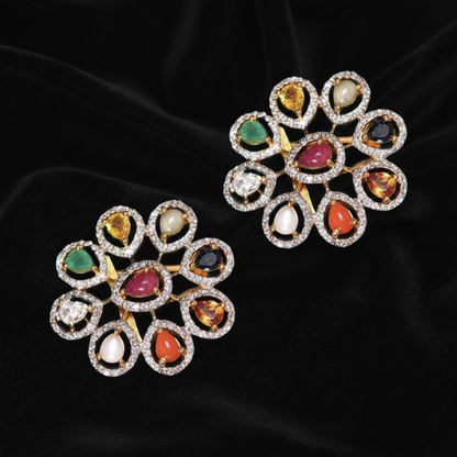 Polki Studs Polki Earrings Cocktail Earrings Diamond Studs Diamond Earrings Simple Studs Pearl Studs 925 Silver Earrings Silver Jewelry - SHABURIS